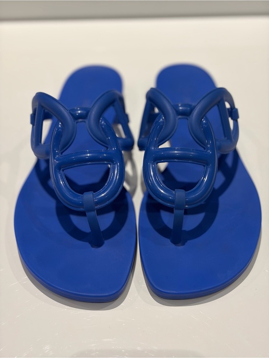 Hermes Shoes - Hermes Egerie Blue Rubber Sandals 38